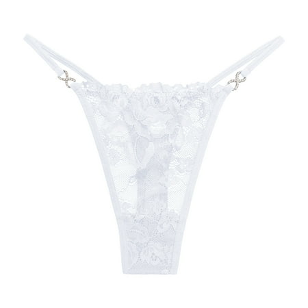 

nsendm Women Sexy Lace Panties Diamond Embellished Hollow Lace Jacquard Seamless Panties Lane Dress 18 20 Underpants White Medium