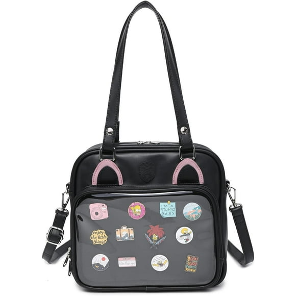 TRAHOO-Leather Ita Backpack Crossbody Bag Messenger Purse JK Uniform Shoulder Bags for Anime Pins Display