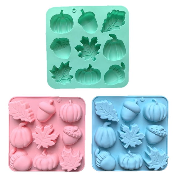 Halloween Silicone Molds Fall Silicone Molds for Chocolate Candy Non-Stick Pumpkin Acorn Maple Leaf Shape for Baking Soap Jello Ice Cube Pudding Cake Decoration,Blue
