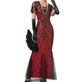 thumbnail image 1 of UPPADA Robe Cocktail à Col Rond pour Femmes Robe Sirène Robe Cocktail Sans Manches Robe Formelle Évasée Robes d'Invitée de Mariage Robe Cocktail Moulante Liquidation en Liquidation, 1 of 4