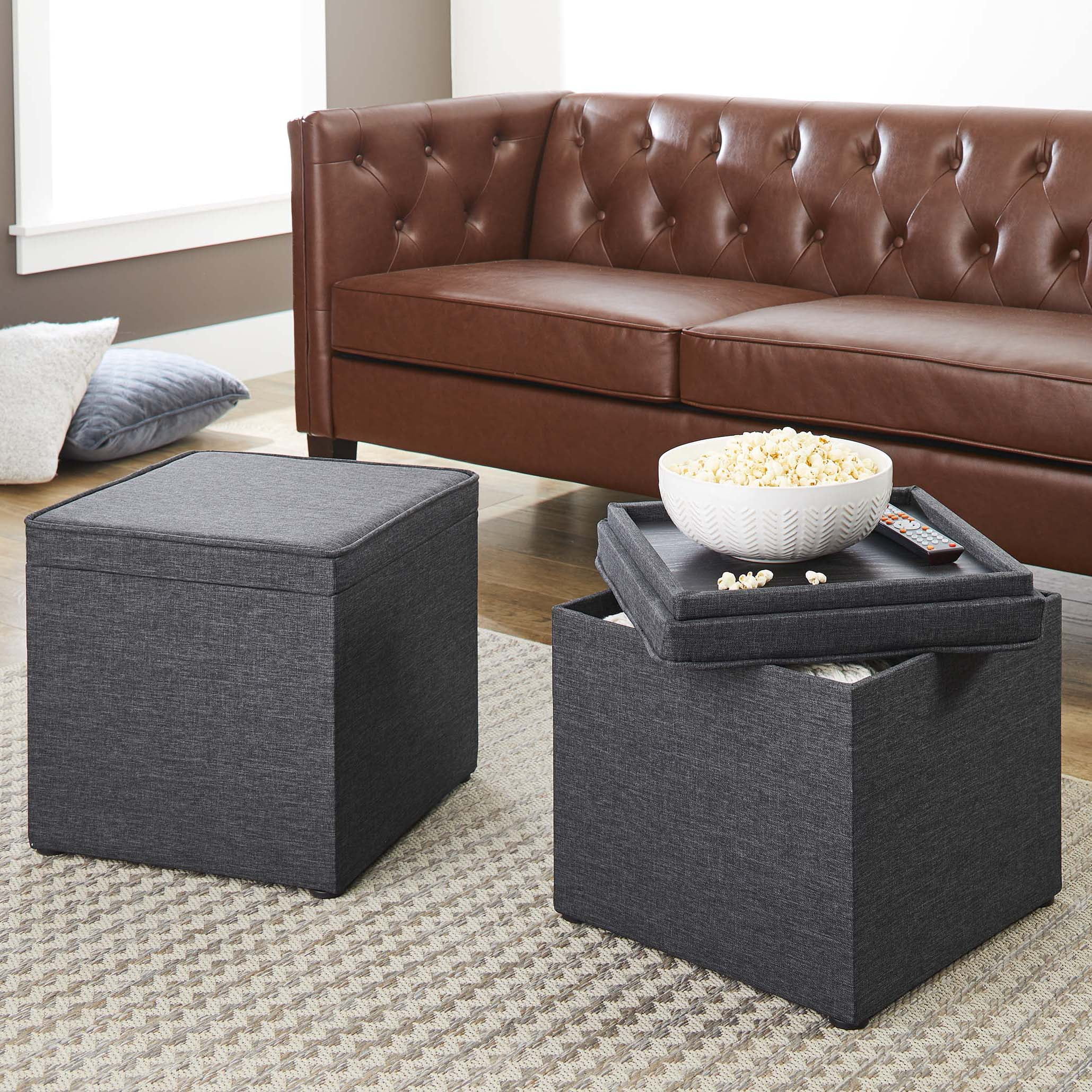 Better Homes Gardens Addison Storage Ottoman with Tray 16