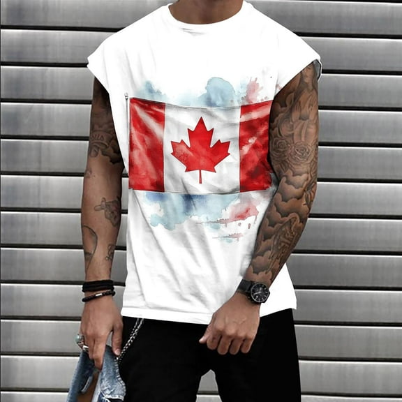Awdenio Mens Tank Tops Canada Flag Novelty Men's Vest Tank Top Gym Muscle Tee Fitness Sleeveless T-Shirt