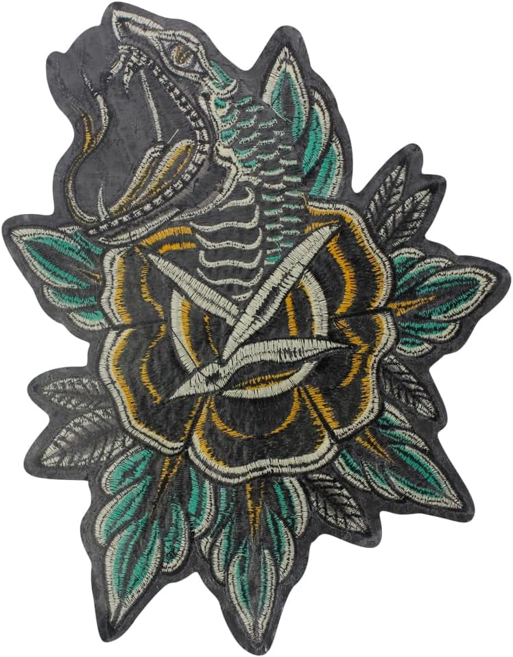 Flowers and Snakes Clothes Patches Embroidered Iron on Sew on Patches for Backpacks Jacket Motorcycle Patch 1 Piece