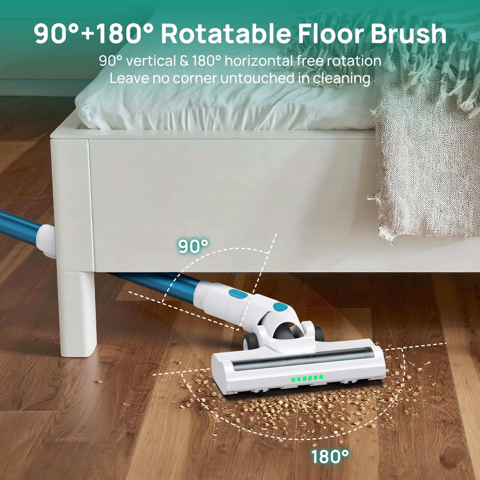 MOOSOO Cordless Stick Vacuum Cleaner, Lightweight Vacuum Cleaner for Wood Floor Pet Hair