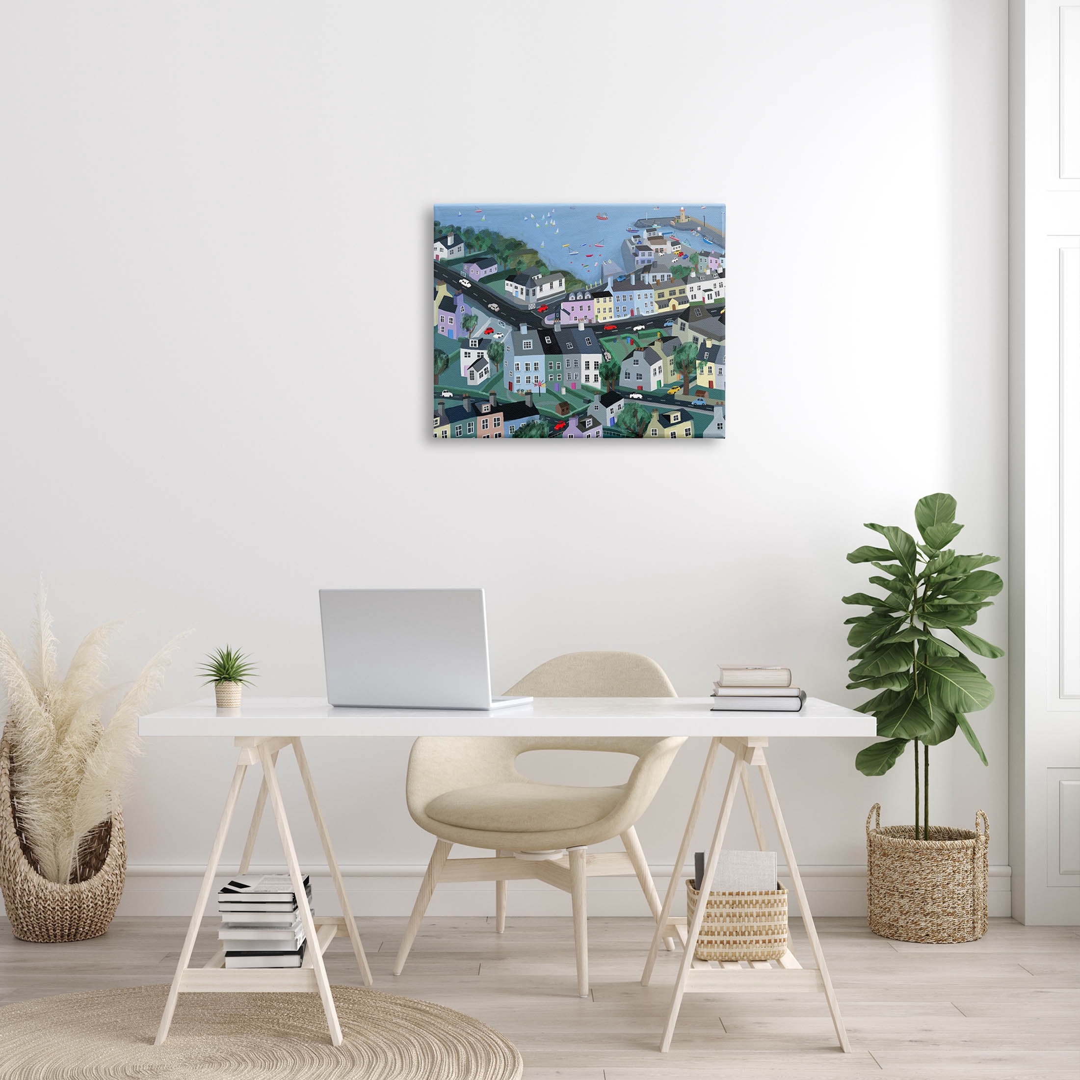 Stupell Industries Port Town Neighborhood Houses Graphic Art Gallery Wrapped Canvas Print Wall Art, Design by Carla Daly
