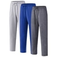 thumbnail image 3 of Kids Boys Sweatpants 3 Pack Workout Athletic Jogger Pants with Drawstring and Side Pockets Gray Royal blue Lightgrey 10-12Y, 3 of 8