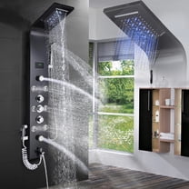 Shower Panel Tower LED Shower System with 6 Functions Unique Powerful hydromassage and Bidet Tap Shower Tower Wall Mounted Black