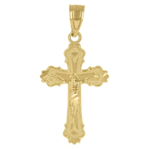 10kt Real Yellow Gold Unisex Crucifix Cross Religious Charm Pendant