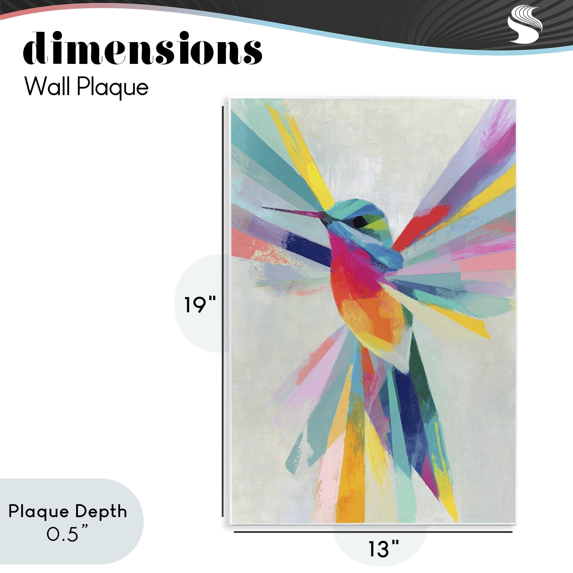 Stupell Industries Rainbow Winged Hummingbird Wall Plaque Art, design by Chromatic Storm Studio