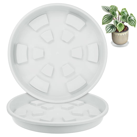 Uxcell 2-Pack Plant Saucer, 8.66 Inch/22 cm Plastic Plant Trays for Water Drainage and Protection/Pots, Flowerpot Drip Tray [White]