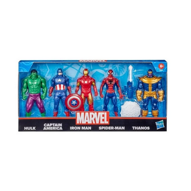 Marvel Basic Hulk, Captain America, Iron Man, Spider-Man & Thanos Action Figure 5-Pack