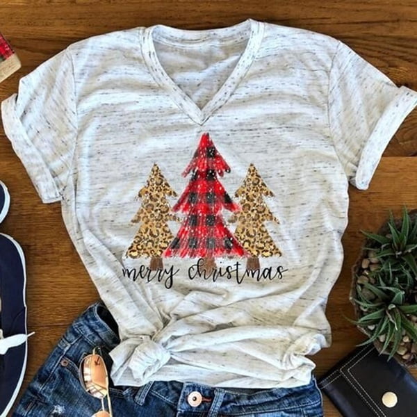 Merry Christmas Shirt Trees Cheetah 
