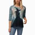 thumbnail image 4 of Godom 2025 Halloween Shirts for Women 3/4 Sleeve Ghost Graphic Tees Festival Tops Crew Neck T-Shirt, 4 of 6