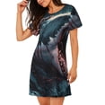 thumbnail image 2 of Fotbe Wave Chain Shark Bata de Dormir para Mujer con Estampado, Camisón de Algodón de Manga Corta, Ropa de Dormir Casual, 2 of 6