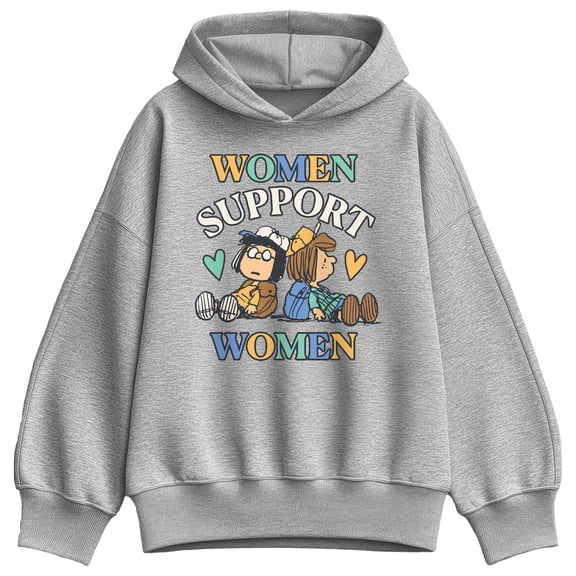 Peanuts - Women Support Women Oversized Fleece Hoodie Sweatshirt