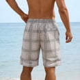 thumbnail image 5 of Yievot Cotton Shorts for Men Drawstring Elastic Waist Plaid Shorts Summer Travel Vacation Shorts, 5 of 8