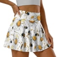 thumbnail image 3 of Xoenoiee Bee Daisy Print Athletic Skirts for Women Pleated Tennis Skort with Pockets Mini Pickleball Skirt Stretchy Sports Skirts, XL, 3 of 7