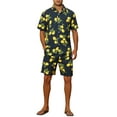 thumbnail image 2 of Lars Amadeus Summer Printed Shirts Set for Men's Short Sleeves Color Block Hawaiian Outfit, 2 of 4