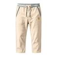 thumbnail image 4 of BRELIL Men Plus Size Capri Pants Drawstring Loose Fit Summer Casual Beach Vacation Shorts Lounge Trousers Solid Outdoor Travel Bottoms, Beige S, 4 of 5