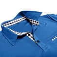 thumbnail image 6 of Yifymode Men's Classic Fit Short Sleeve Polo Shirt, Plaid Trim Collar Pocket Business Casual Top Blue L, 6 of 7