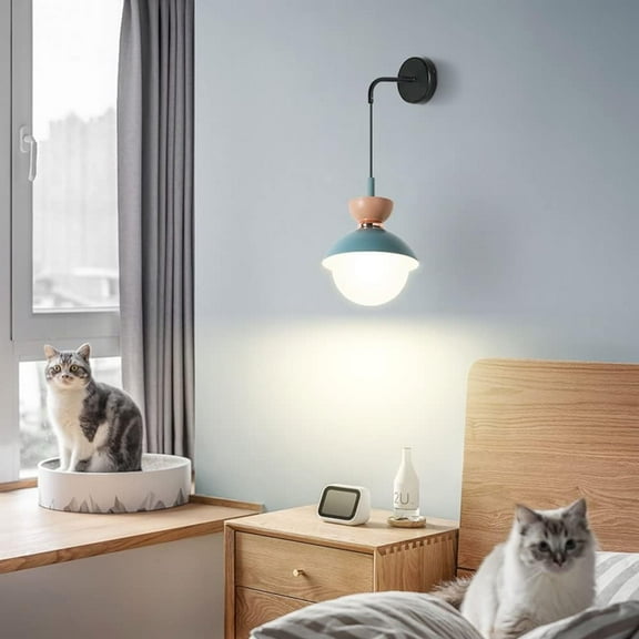 Glass Globe Wall Sconce Lighting Nordic Wall Lamp, Geometric Metal Wall Mount Light, Modern Headboard Lamps for Living Room Bedroom Bedside Hallway, G9 Wall Wash Lights