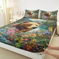 thumbnail image 3 of Feelyou Rustic Bear Animal Full Size Sheets, Spring Flower Floral Bed Sheets, Jungle Wildlife Print Sheet Sets, Lightweight Room Decor, 4pcs, 3 of 7