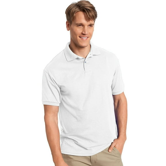Hanes Men's 5.2 oz Hanes STEDMAN Blended Jersey Polo (Pack of 2) 2 White