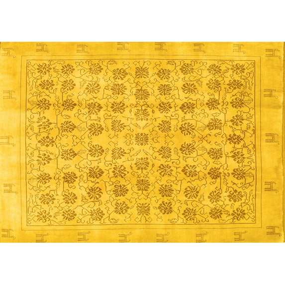 Ahgly Company Indoor Rectangle Persian Yellow Traditional Area Rugs, 4' x 6'