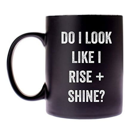 Snark City’s 14oz Ceramic Novelty Coffee Mug – “Do I Look Like I Rise + Shine?” - Funny + Sarcastic – Coffee mixed with a little bit of humor is the best way to start your (Best Way To Shine Brass)
