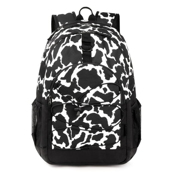 Mochila Choco Mocha con estampado de vaca para niñas adolescentes de 45 cm, color negro