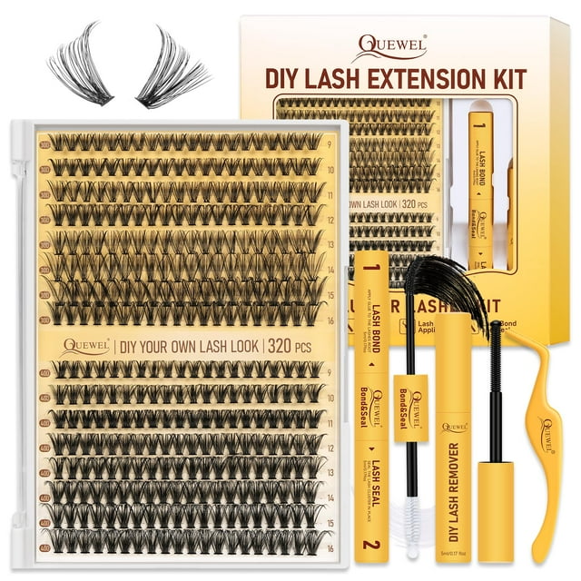Kit de extensión de pestañas QUEWEL 320 Lash Clusters 30D+40D 9-16 mm