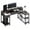 Black, variant on 47/53-inch Desk with USB Charging Port and LED Light, Reversible L-shaped Table With Power Socket and Monitor Stand