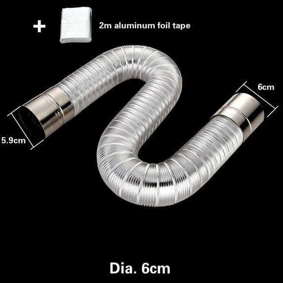 Aluminum foil exhaust pipe telescopic hose for water heater range hood fume extraction D=5 -11 cm with exhaust pipe sealing tape