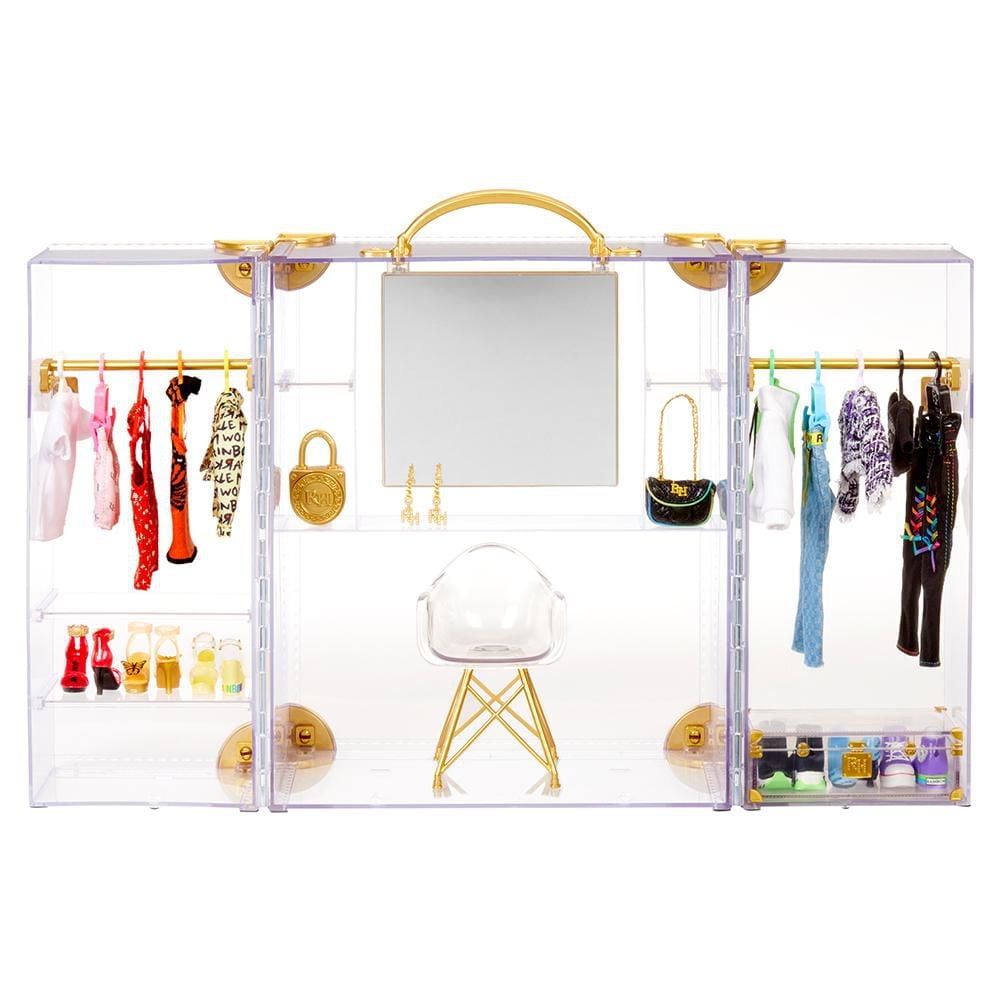 Rainbow High™ Deluxe Fashion Closet Playset – Create 400+ Fashion Combinations! Portable Clear Acrylic Toy Closet Features 31+ Fashion forward pieces