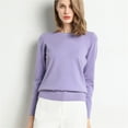 thumbnail image 2 of Sweaters For Women New Round Neck Long Sleeve Loose Pullover Solid Knit Bottom Shirt Nylon Purple Size S-2Xl Oversized Sweaters For Women, 2 of 5