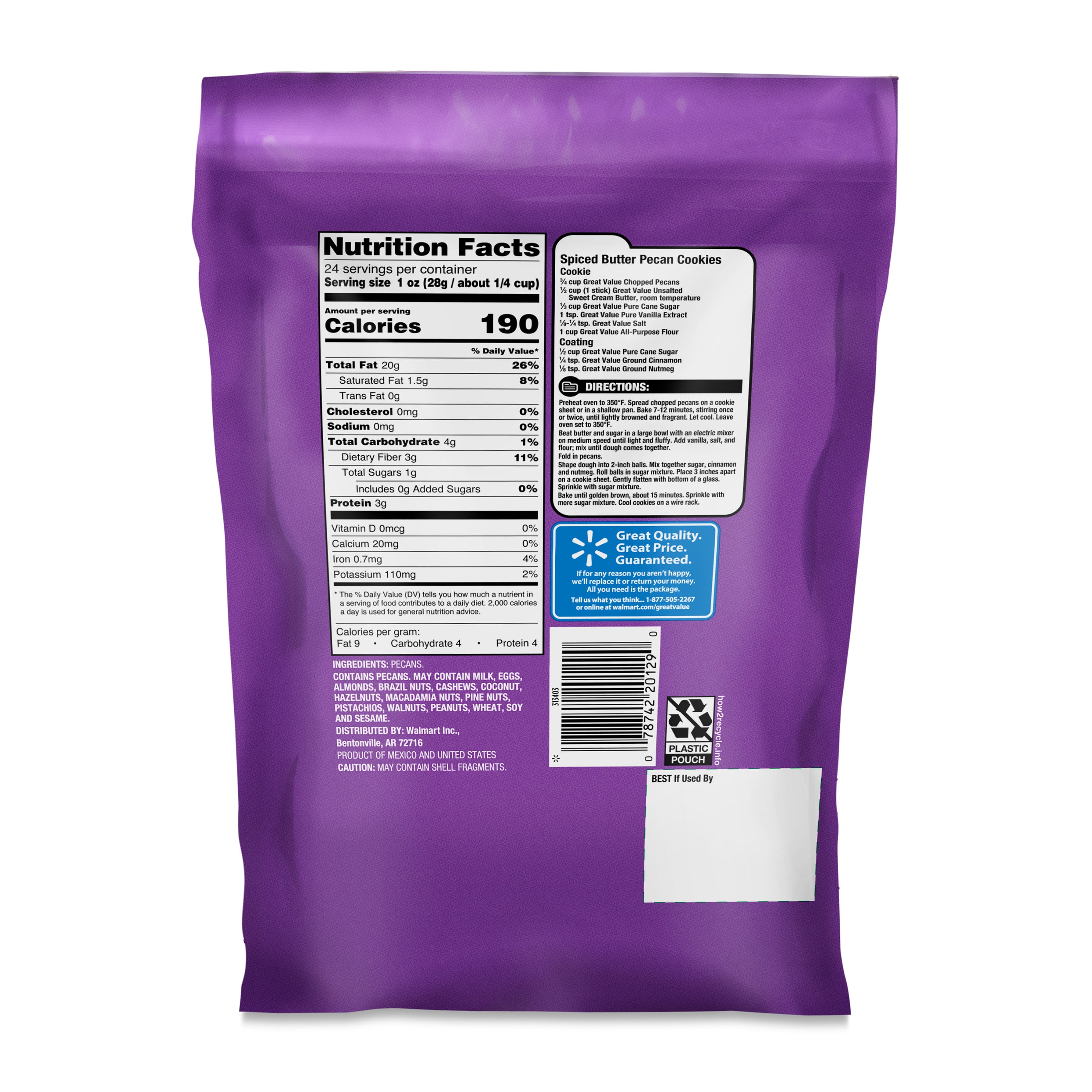 Great Value Chopped Pecans, 24 oz