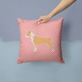 thumbnail image 2 of Staffordshire Bull Terrier Checkerboard Pink Fabric Decorative Pillow, 2 of 4