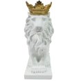 thumbnail image 1 of Polyresin Lion Figurine Decor with Crown and Block Base,Gold and White, 1 of 2