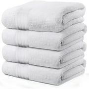 4-Piece Bath Towels Set for Bathroom, Spa & Hotel Quality | 100% Cotton Turkish Towels | Absorbent, Soft, and Eco-Friendly - White