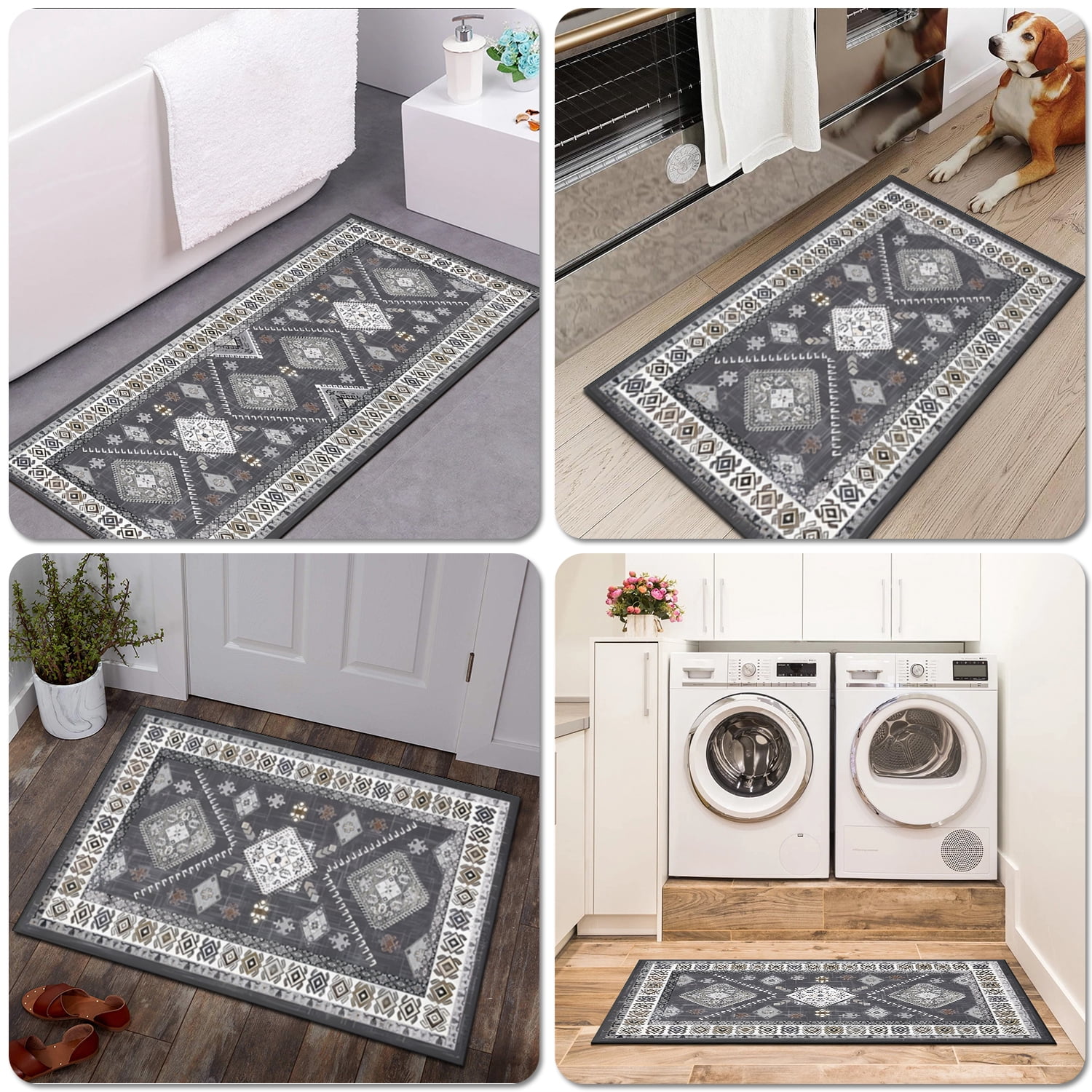 TECHVIDA Kitchen Rugs 2 Piece,Kitchen Mats for Floor,Washable Non Slip Kitchen Runner Rug,Farmhouse Hallway Doormat for Holiday Home Decor