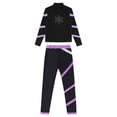 thumbnail image 4 of Jelory Kids Boys 2 Pieces Contrast Color Sweatsuit Long Sleeve Zipper Jacket with Leggings Sport Light Purple 10, 4 of 7