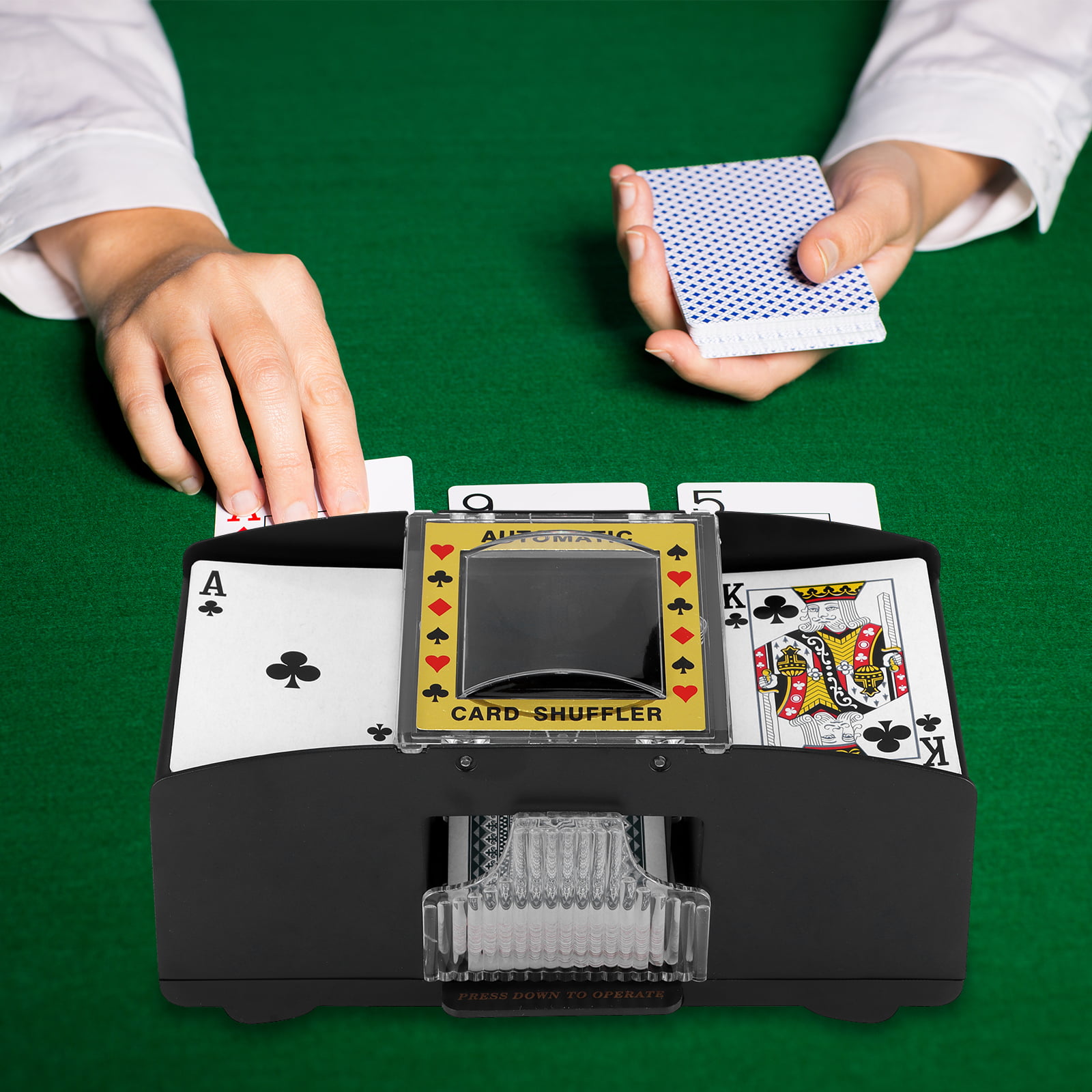 Electric Automatic Card Shuffler 2-Deck Casino Playing Cards Sorter Poker Games 