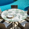 thumbnail image 4 of Sage Green Coastal Fitted Tablecloth with Elastic Edged, Round Table Cloth for Dining Table, Sea Turtle Nautical Coral Summer Beach Waterproof Oil Proof Table Cover for Indoor Outdoor 45"-54", 4 of 9