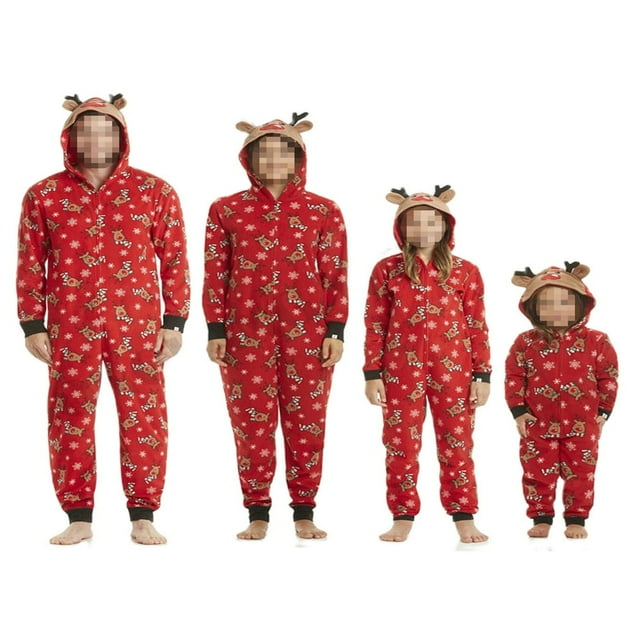 Ensembles de Pyjamas en Coton de Noël Vert pour Famille Adultes Enfants Pull à Capuche Tenue de Nuit