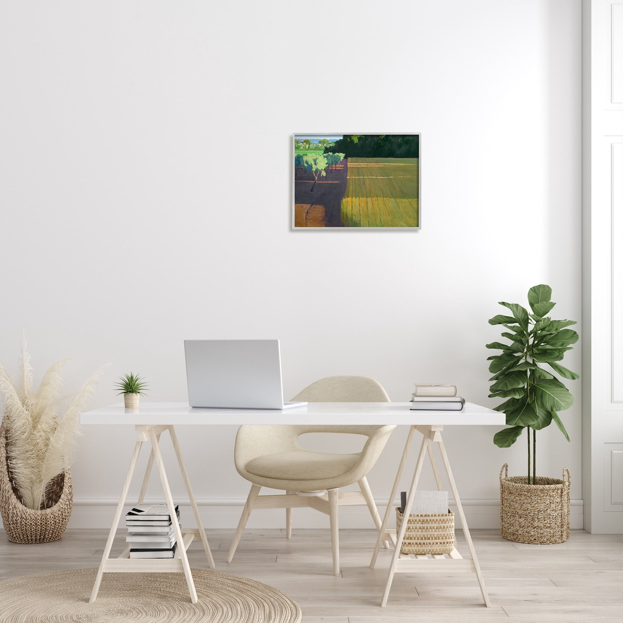 Stupell Industries Orderly Orchard Farm Land Vast Grassland Field Graphic Art Gray Framed Art Print Wall Art, Design by Ian Roberts