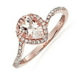 thumbnail image 2 of Limited Time Sale: 1.25 Carat Peach Pink Morganite (pear cut Morganite) and Diamond Engagement Ring in 10k Rose Gold, 2 of 3