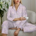 thumbnail image 6 of Gukieu Shells Pearl Print Women's Long Sleeve Pajama Set, Button Top Elastic Pocket Pajama Pants Two Piece Set Home Wear-Large, 6 of 7
