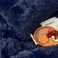 thumbnail image 2 of MorroMorn 5 PCS Shaggy Duvet Cover Bedding Set - Fluffy Comforter Cover Long Faux Fur Luxury Ultra Soft Cozy (Navy, King/California King), 2 of 6
