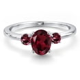 thumbnail image 3 of Gem Stone King 14K White Gold Red Rhodolite Garnet Engagement Ring for Women | 1.14 Cttw | Oval 7X5MM | Gemstone January Birthstone | Size 7, 3 of 6