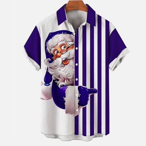Camisa hawaiana de manga corta para hombre y mujer, ropa de Navidad, Tops con gráfico 3d de Papá Noel, Hip Hop, gran tamaño, verano, novedad